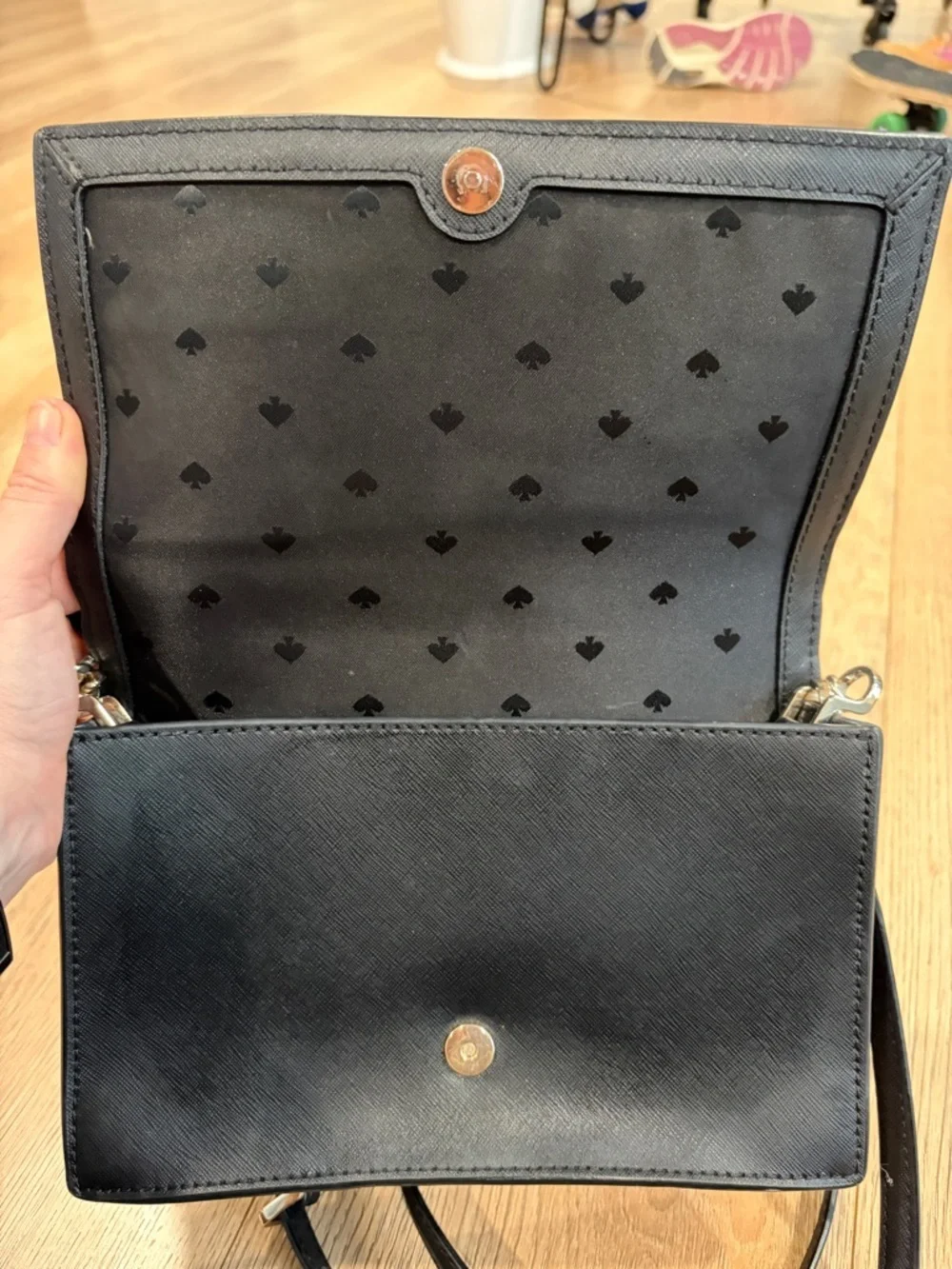Kate Spade Madison Willow Mini Crossbody | Black Saffiano Chain Bag - Picture 5 of 6